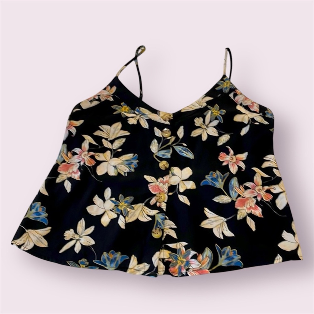 Papaya Floral Tank Top - Black Floral M